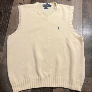 Polo by Ralph Lauren Cream V-Neck Cotton Sweater Vest NNT men’s XL